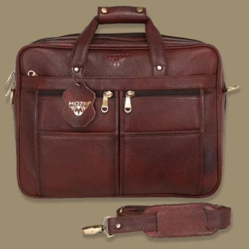 Nakul Genuine Leather Multiple Pocket Laptop Bag Mozri